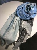 Louis Vuitton Monogram Showtime Shawl Scarf Black/Blue 55in/140cm