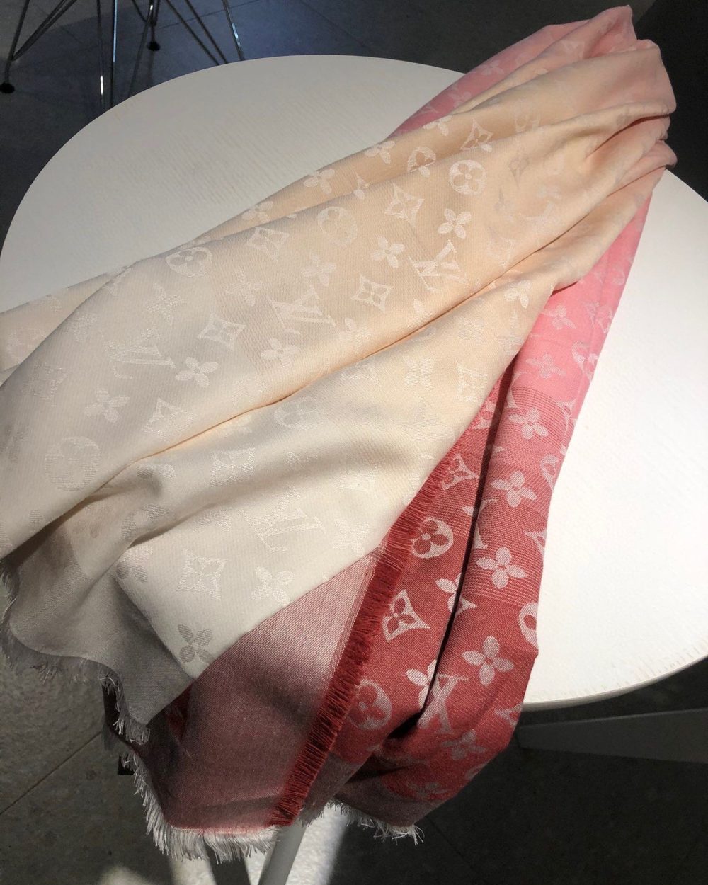 Louis Vuitton Monogram Showtime Shawl Scarf Pink/Yellow 55in/140cm