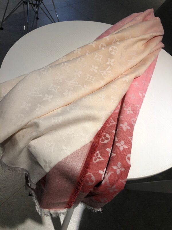 Louis Vuitton Monogram Showtime Shawl Scarf Pink/Yellow 55in/140cm