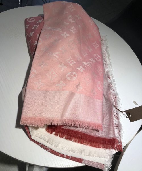Louis Vuitton Monogram Showtime Shawl Scarf Pink/Yellow 55in/140cm