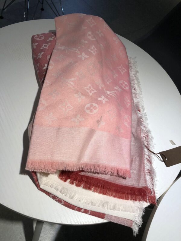 Louis Vuitton Monogram Showtime Shawl Scarf Pink/Yellow 55in/140cm