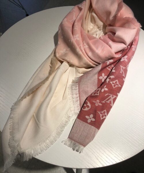 Louis Vuitton Monogram Showtime Shawl Scarf Pink/Yellow 55in/140cm