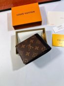 1:1 Replica Louis Vuitton Multiple Wallet Monogram Macassar Black For Men, Men's Wallet 12cm LV M69408