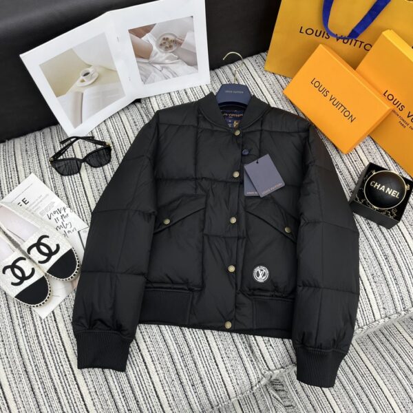 Louis Vuitton Padded Nylon Bomber Jacket Black For Women
