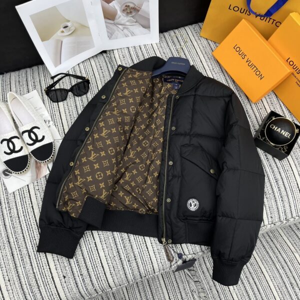 Louis Vuitton Padded Nylon Bomber Jacket Black For Women