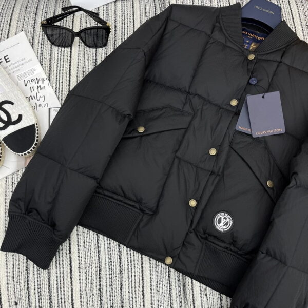Louis Vuitton Padded Nylon Bomber Jacket Black For Women