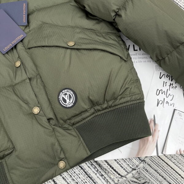 Louis Vuitton Padded Nylon Bomber Jacket Green Khaki For Women