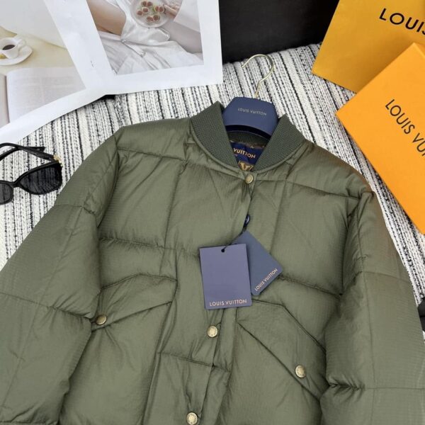 Louis Vuitton Padded Nylon Bomber Jacket Green Khaki For Women