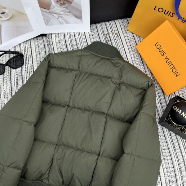 Louis Vuitton Padded Nylon Bomber Jacket Green Khaki For Women