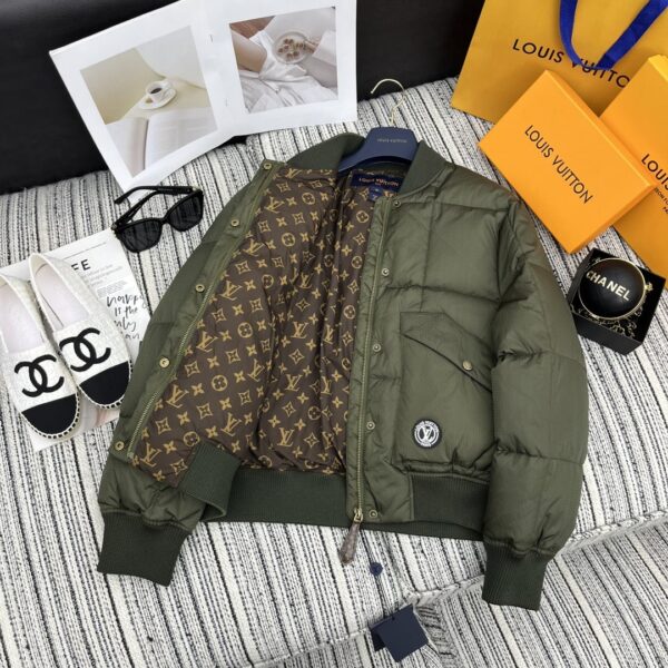 Louis Vuitton Padded Nylon Bomber Jacket Green Khaki For Women