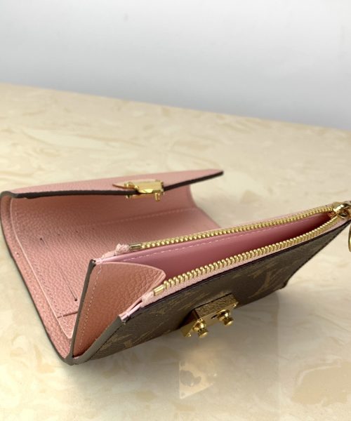 1:1 Replica Louis Vuitton Pallas Compact Wallet Monogram Canvas Pink For Women, Women's Wallet 5.1in/13cm LV