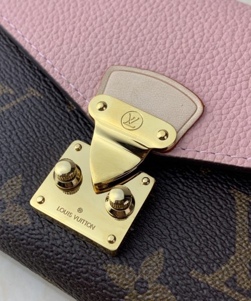1:1 Replica Louis Vuitton Pallas Compact Wallet Monogram Canvas Pink For Women, Women's Wallet 5.1in/13cm LV