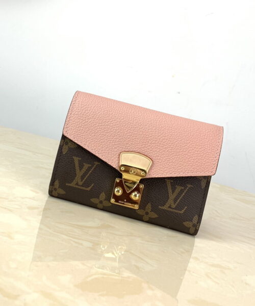 Louis Vuitton Pallas Compact Wallet Monogram Canvas Pink For Women, Women's Wallet 5.1in/13cm LV