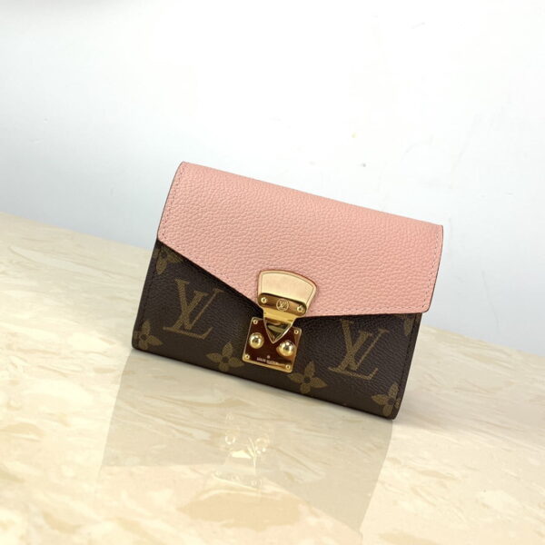 Louis Vuitton Pallas Compact Wallet Monogram Canvas Pink For Women, Women's Wallet 5.1in/13cm LV