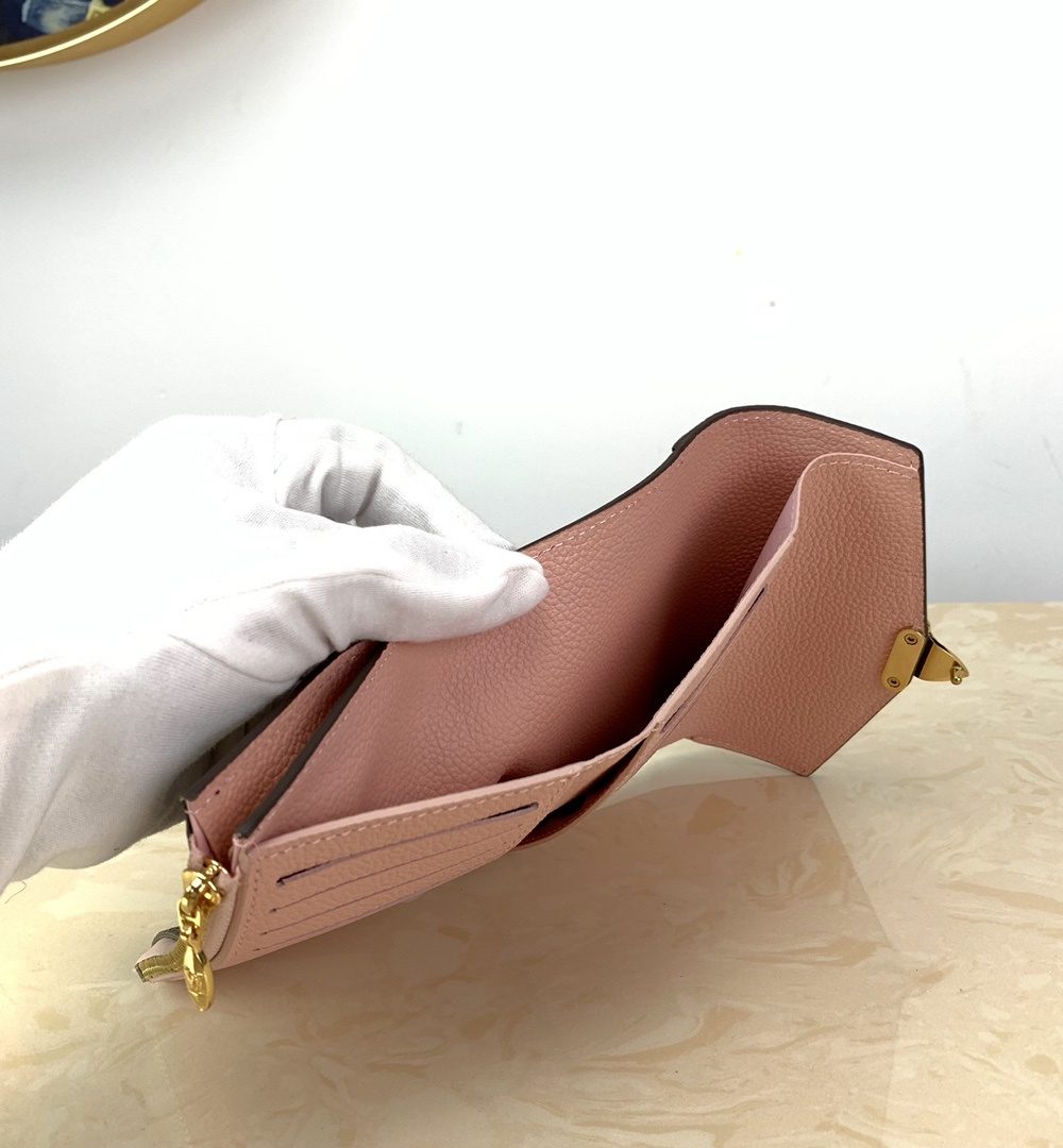 1:1 Replica Louis Vuitton Pallas Compact Wallet Monogram Canvas Pink For Women, Women's Wallet 5.1in/13cm LV