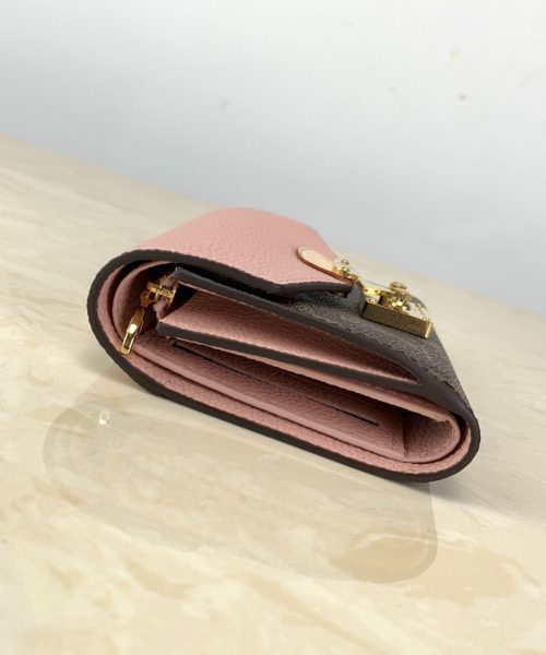 1:1 Replica Louis Vuitton Pallas Compact Wallet Monogram Canvas Pink For Women, Women's Wallet 5.1in/13cm LV