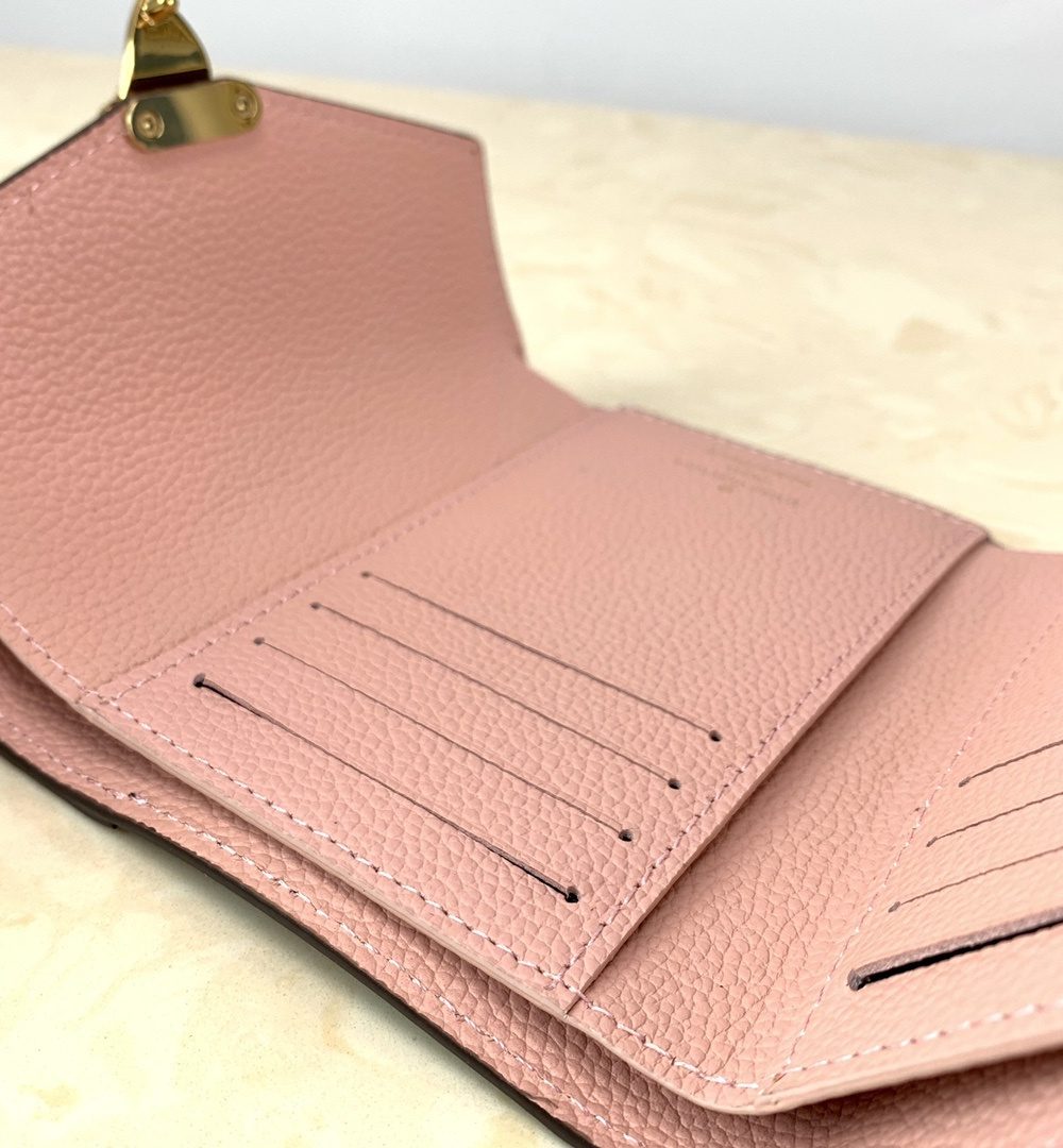 1:1 Replica Louis Vuitton Pallas Compact Wallet Monogram Canvas Pink For Women, Women's Wallet 5.1in/13cm LV