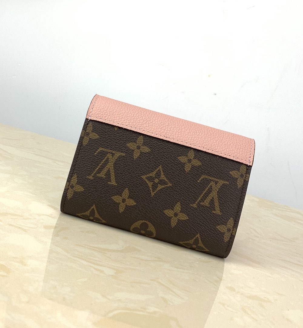 1:1 Replica Louis Vuitton Pallas Compact Wallet Monogram Canvas Pink For Women, Women's Wallet 5.1in/13cm LV