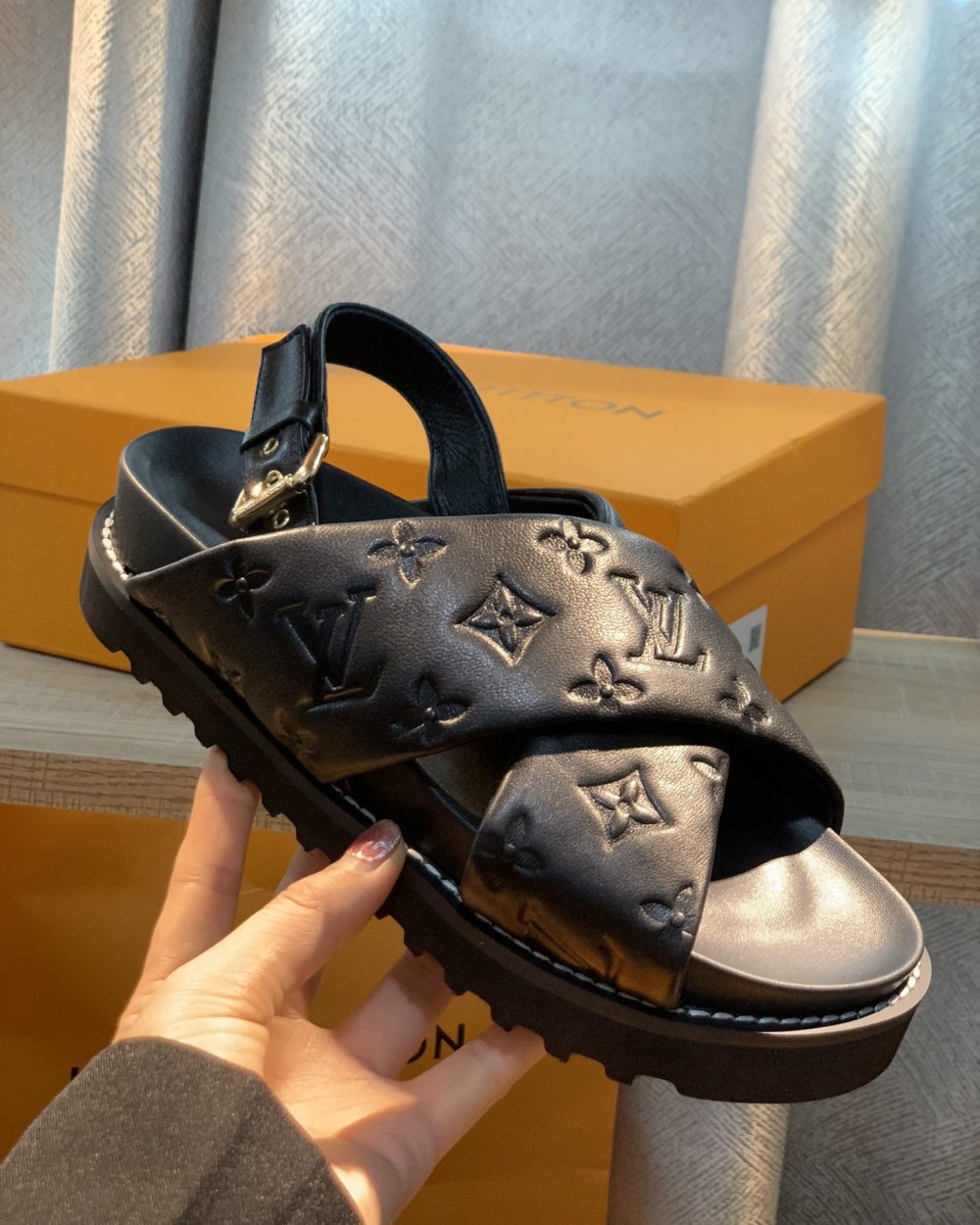 Louis Vuitton Paseo Flat Comfort Sandal Black For Women LV 1A9RDO