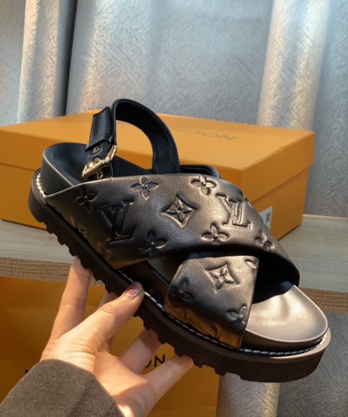 Louis Vuitton Paseo Flat Comfort Sandal Black For Women LV 1A9RDO