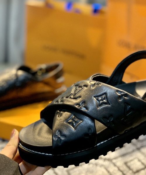 Louis Vuitton Paseo Flat Comfort Sandal Black For Women LV 1A9RDO
