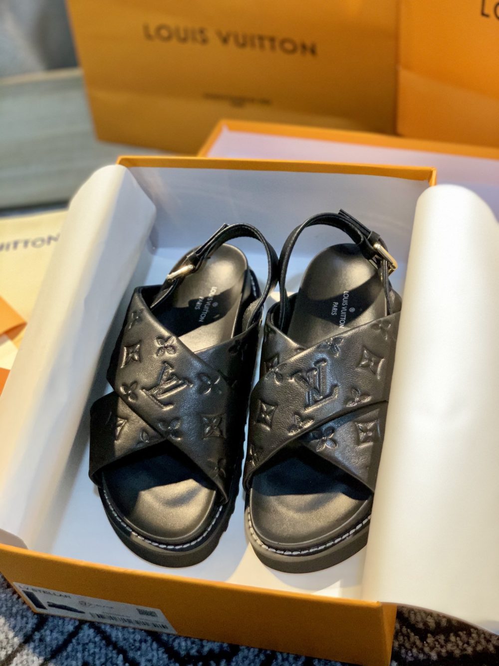 Louis Vuitton Paseo Flat Comfort Sandal Black For Women LV 1A9RDO - Image 5