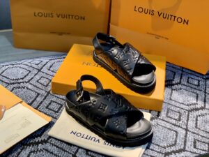 Louis Vuitton Paseo Flat Comfort Sandal Black For Women LV 1A9RDO