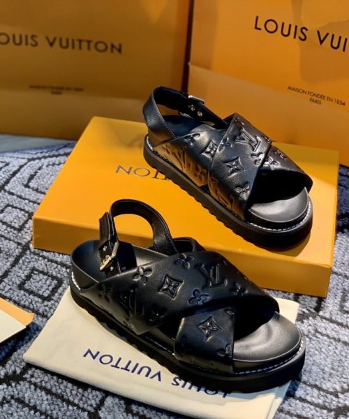 Louis Vuitton Paseo Flat Comfort Sandal Black For Women LV 1A9RDO
