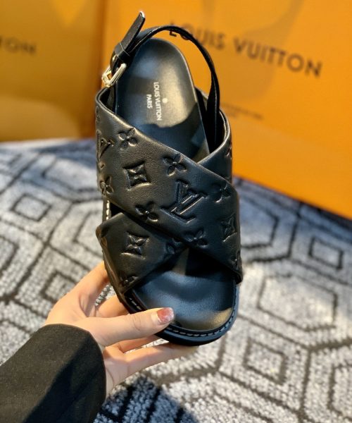 Louis Vuitton Paseo Flat Comfort Sandal Black For Women LV 1A9RDO