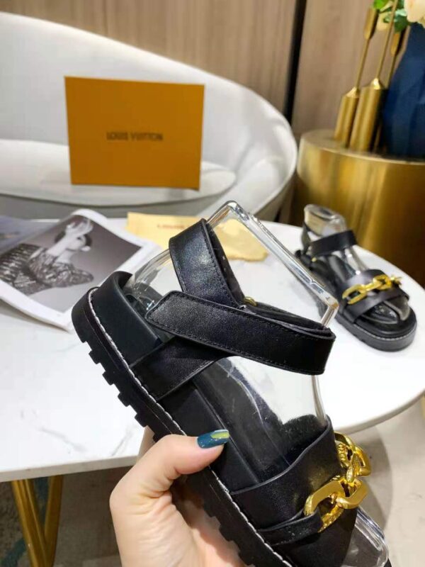 Louis Vuitton Paseo Flat Comfort Sandal Monogram Denim Black For Women LV