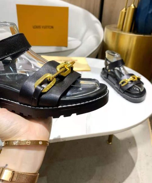 Louis Vuitton Paseo Flat Comfort Sandal Monogram Denim Black For Women LV