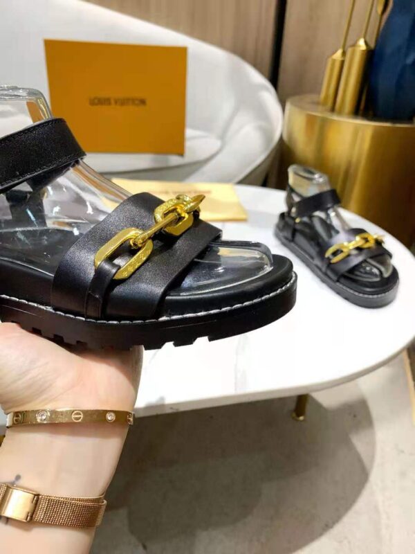 Louis Vuitton Paseo Flat Comfort Sandal Monogram Denim Black For Women LV