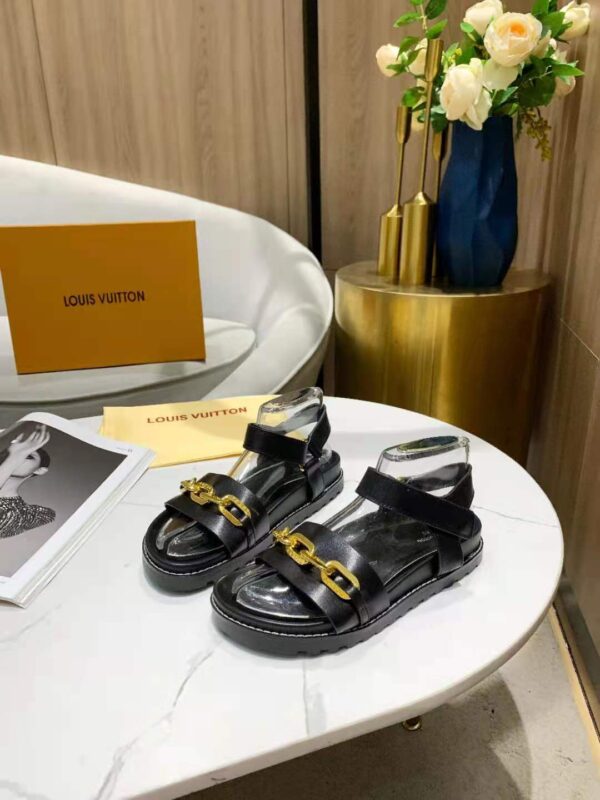 Louis Vuitton Paseo Flat Comfort Sandal Monogram Denim Black For Women LV