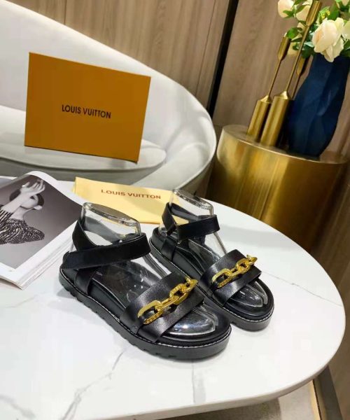 Louis Vuitton Paseo Flat Comfort Sandal Monogram Denim Black For Women LV