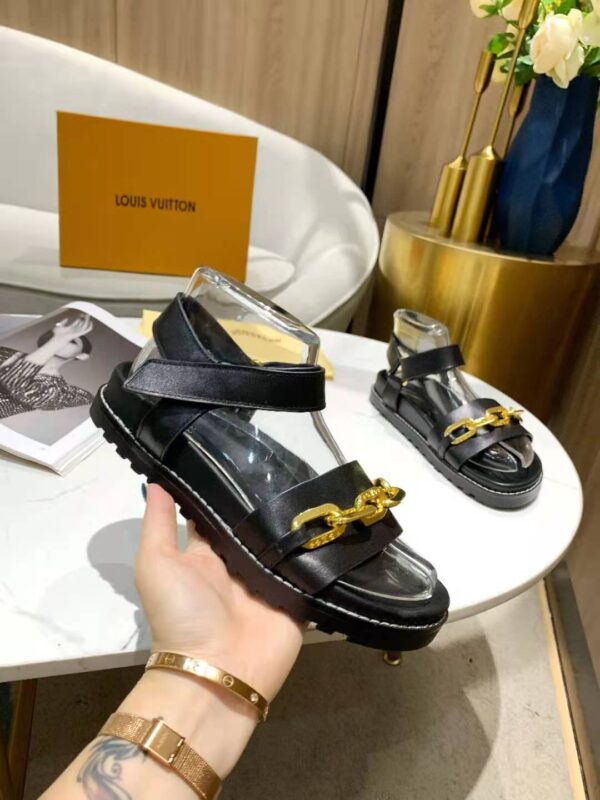 Louis Vuitton Paseo Flat Comfort Sandal Monogram Denim Black For Women LV
