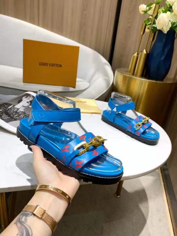 Louis Vuitton Paseo Flat Comfort Sandal Monogram Denim Blue For Women LV
