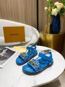 Louis Vuitton Paseo Flat Comfort Sandal Monogram Denim Blue For Women LV