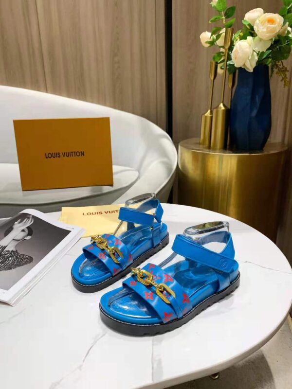 Louis Vuitton Paseo Flat Comfort Sandal Monogram Denim Blue For Women LV