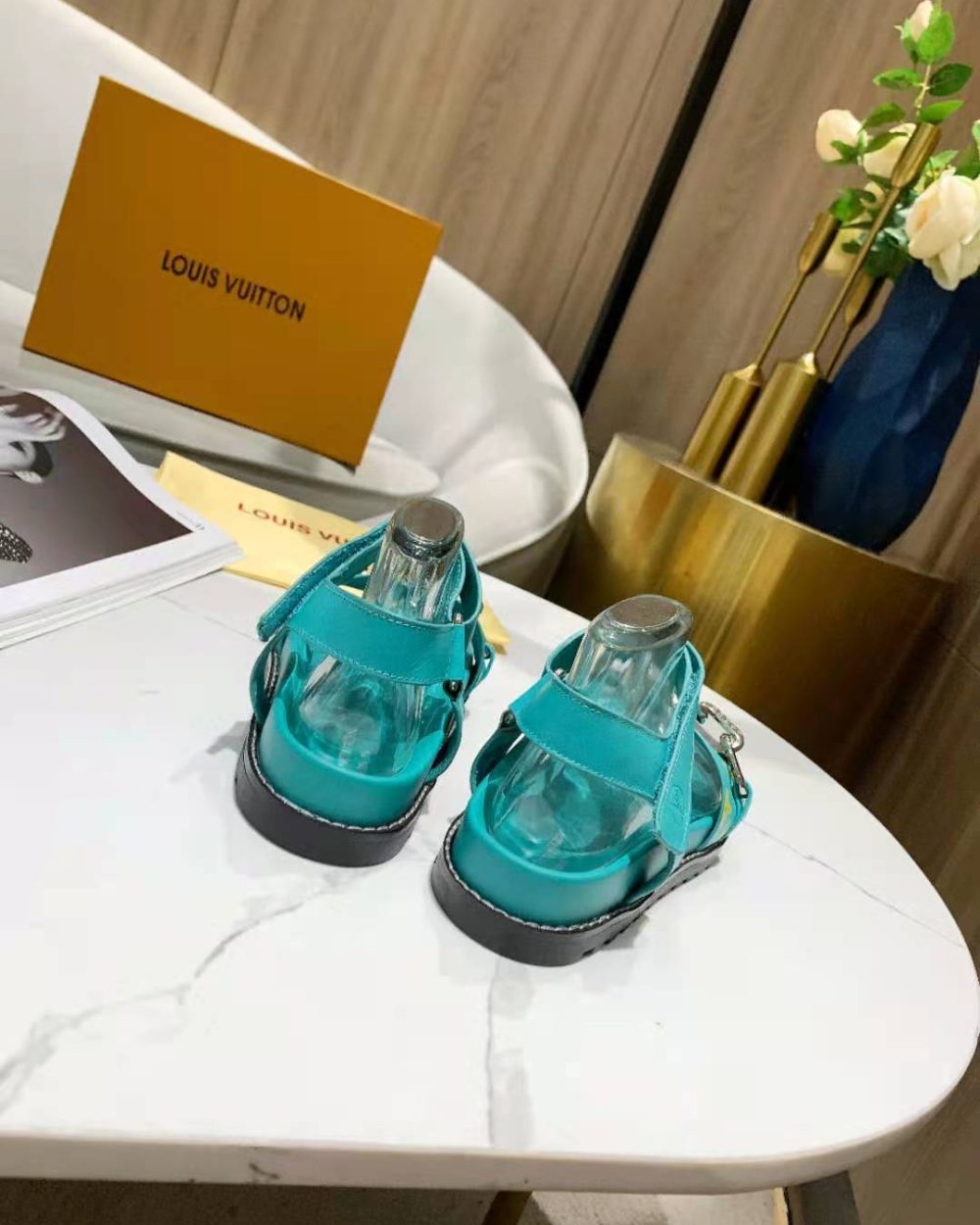 Louis Vuitton Paseo Flat Comfort Sandal Monogram Denim Blue For Women LV