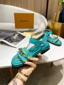 Louis Vuitton Paseo Flat Comfort Sandal Monogram Denim Blue For Women LV