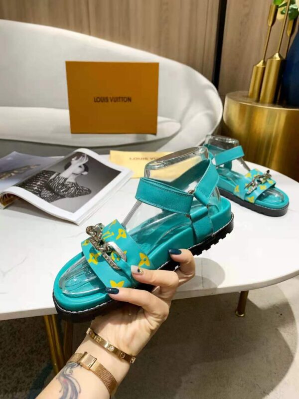 Louis Vuitton Paseo Flat Comfort Sandal Monogram Denim Blue For Women LV