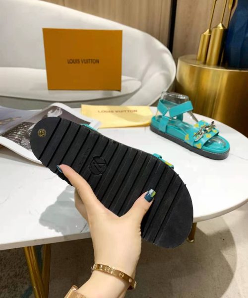 Louis Vuitton Paseo Flat Comfort Sandal Monogram Denim Blue For Women LV