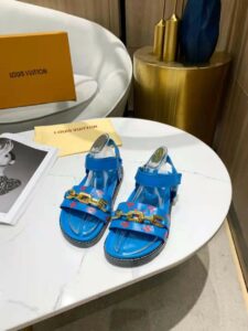 Louis Vuitton Paseo Flat Comfort Sandal Monogram Denim Blue For Women LV