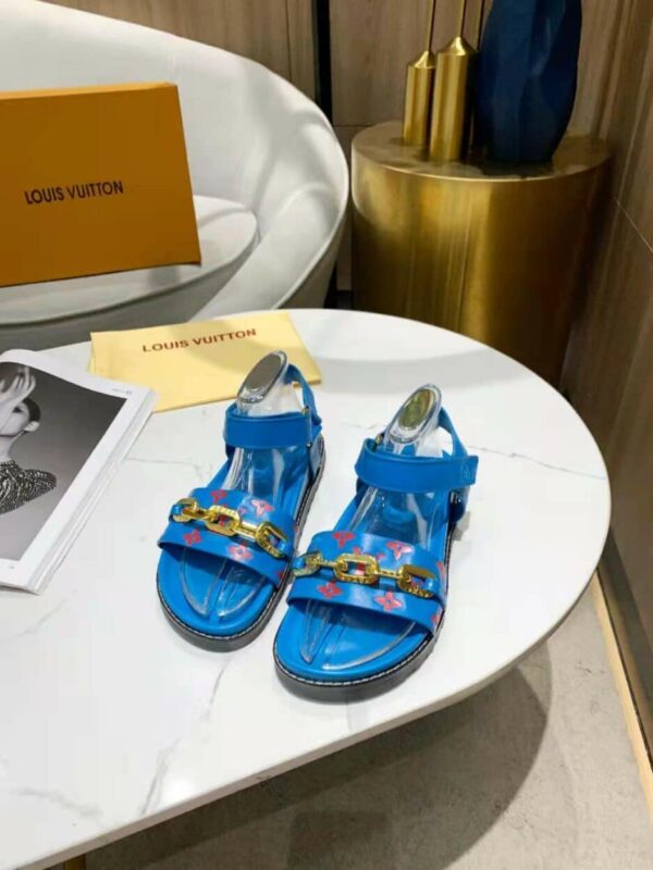 Louis Vuitton Paseo Flat Comfort Sandal Monogram Denim Blue For Women LV