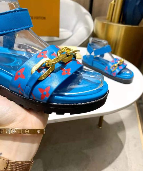 Louis Vuitton Paseo Flat Comfort Sandal Monogram Denim Blue For Women LV