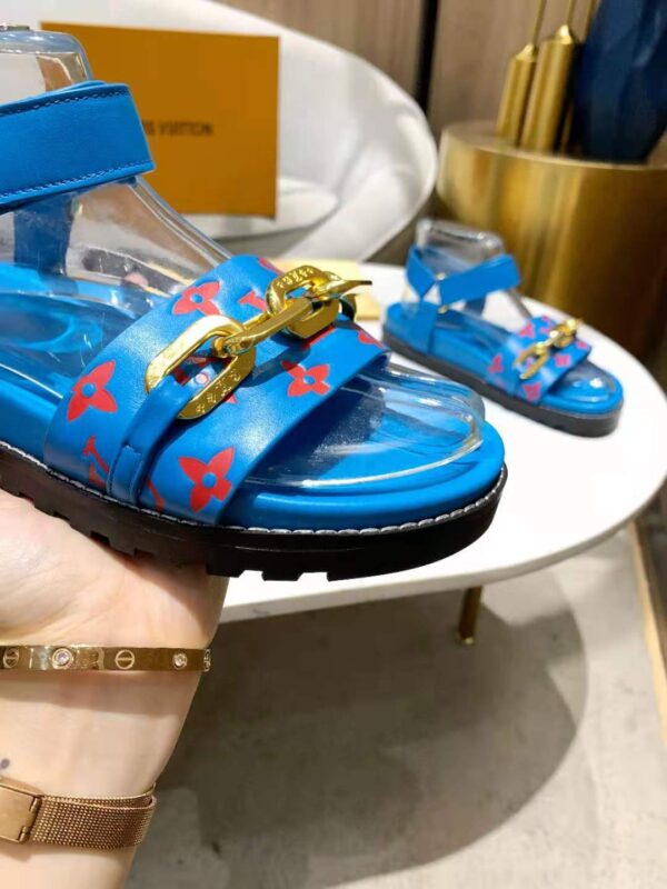 Louis Vuitton Paseo Flat Comfort Sandal Monogram Denim Blue For Women LV