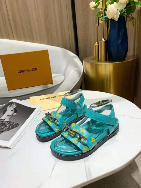 Louis Vuitton Paseo Flat Comfort Sandal Monogram Denim Blue For Women LV