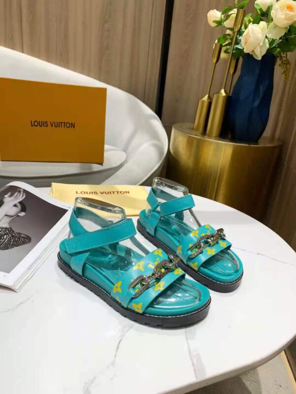 Louis Vuitton Paseo Flat Comfort Sandal Monogram Denim Blue For Women LV