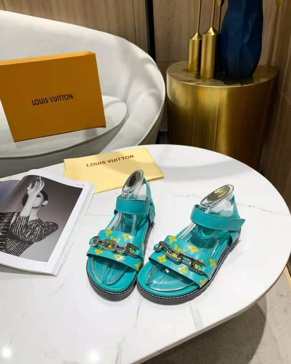 Louis Vuitton Paseo Flat Comfort Sandal Monogram Denim Blue For Women LV