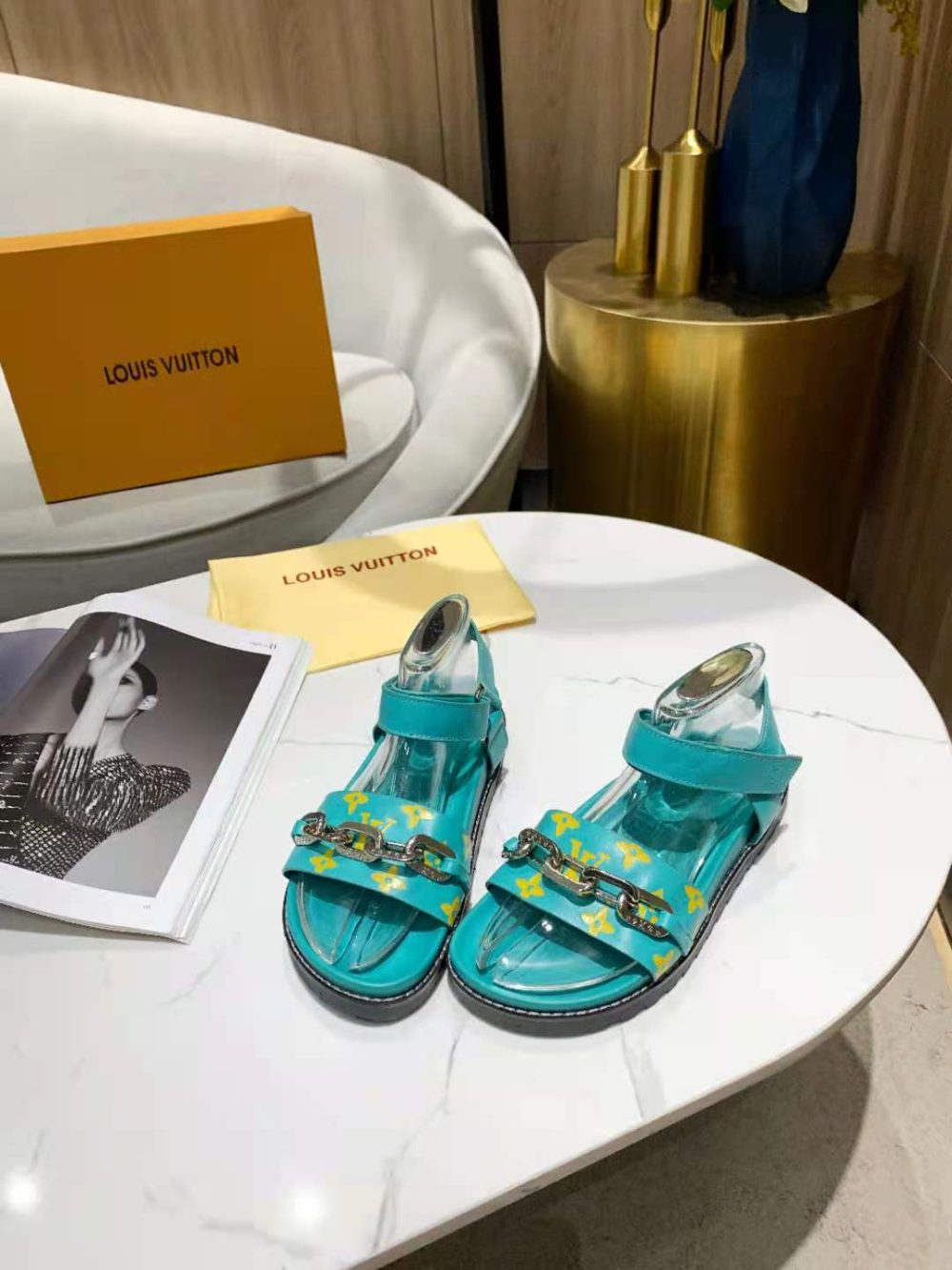 Louis Vuitton Paseo Flat Comfort Sandal Monogram Denim Blue For Women LV - Image 3